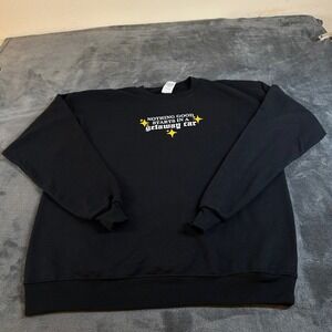 Hanes Graphic Sweatshirt Crew Neck Pullover Comfy Black Sweatshirt Mens Large‎